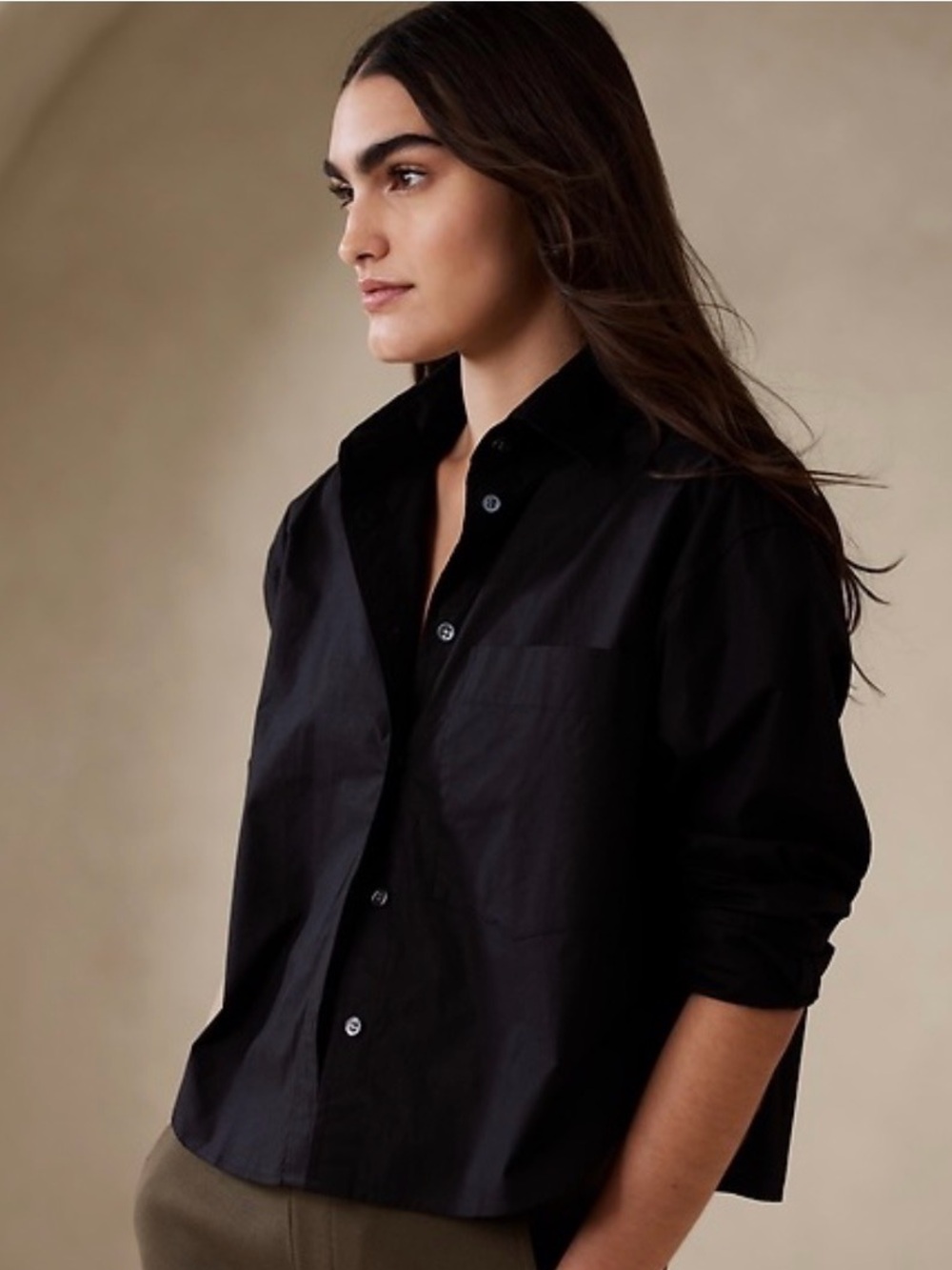 Banana Republic Box Cropped Button Down